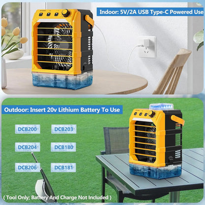 Portable Misting Fan with USB Power, 7 Lights, Timer & Large Water Tank for Camping Office Bedroom Cooling