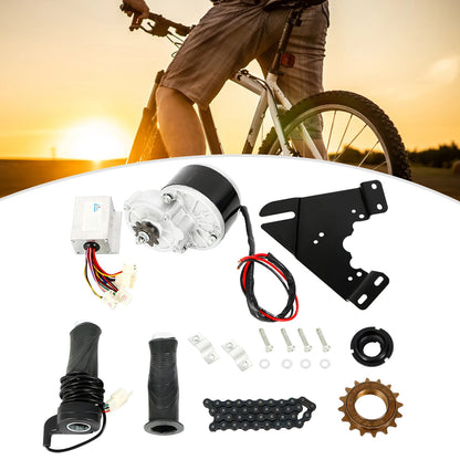 24V 250W Gear Reduction Electric Motor with 9 Tooth Sprocket Brushed DC Motors Reductor for E‑bike Bicycle Conversion Kit