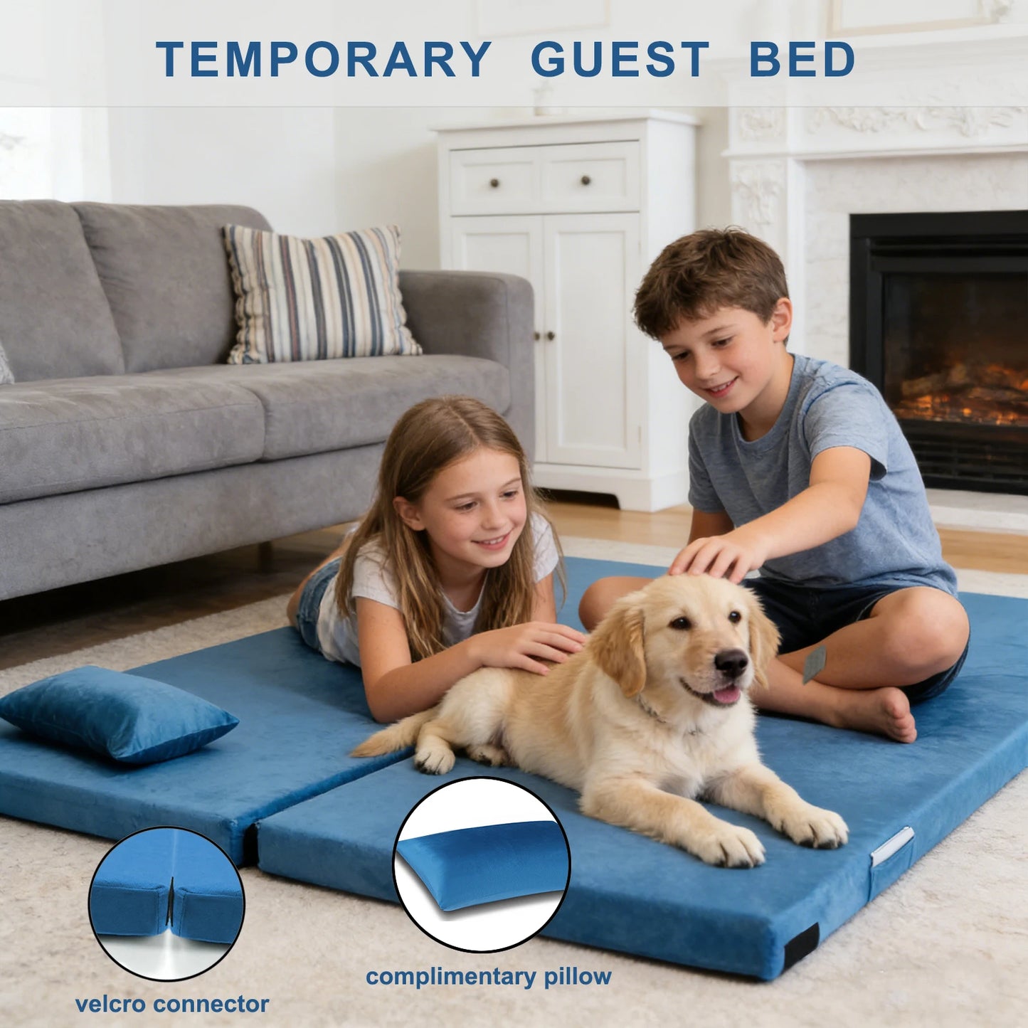 3 Inch Memory Foam Camping Mattress, Dual Layer Thick Sleeping Camp Pad for Car Tent Cot, Roll-Up Portable Glamping Floor Bed