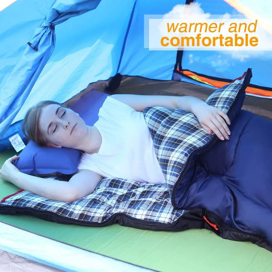 Cotton Flannel Sleeping Bag for Camping Backpacking, Adults Cold Weather Envelope Sleeping Bags with 2 3 4 6lbs Filling