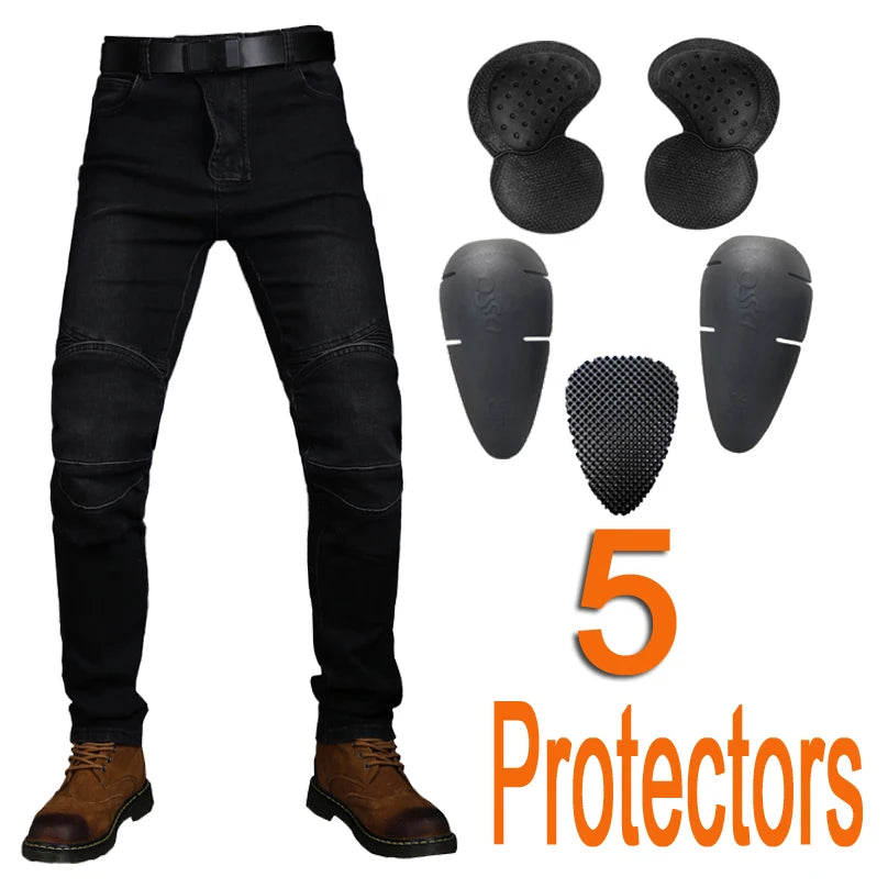 Motorcycle Rider Pants Cycling Pants Racing Jeans With 5 Anti-Fall Protective Gear Moto Motocross Trousers CE Level 1/2 Armor