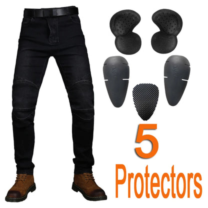 Motorcycle Rider Pants Cycling Pants Racing Jeans With 5 Anti-Fall Protective Gear Moto Motocross Trousers CE Level 1/2 Armor