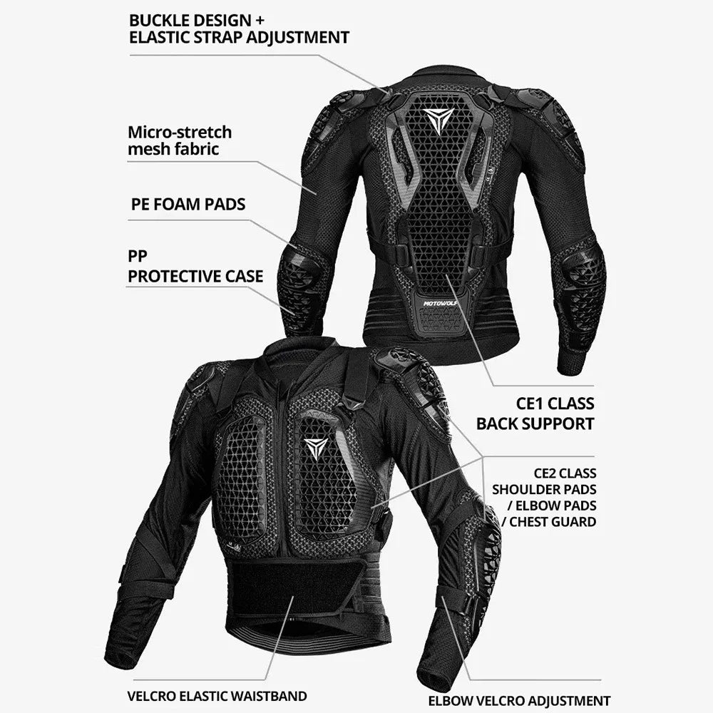 Motorcycle Jacket Men Women Motorcycle Full Body Armor Jacket Moto Turtle Motocross Racing Jacket CE Approved Protective Gear