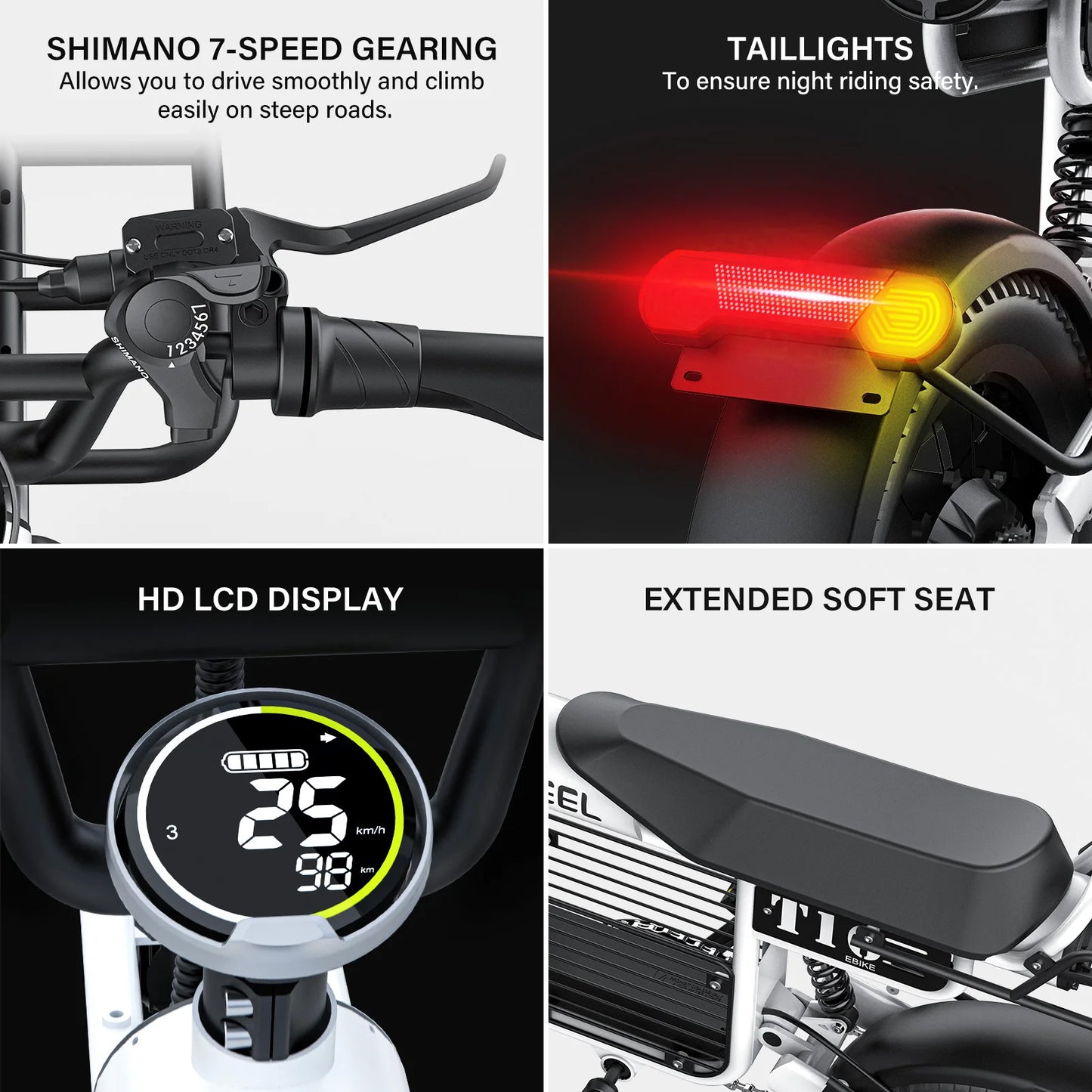 COSWHEEL T16 1000W Electric Bike 48V 15Ah Removable Battery 45km/H, 16''X4" Fat Tire 7-Speed E-Bike with EBike e bicycle