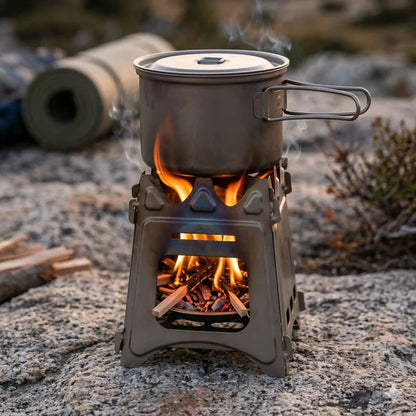 Titanium Folding Wood Stove Portable Ultralight Camping Firewood Stove for Outdoor Cooking Hiking Backpacking Picnic Survival