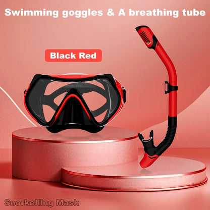 2026 New Scuba Diving Mask Snorkel Set For Adults Tempered Glass Professional Panoramic Snorkeling Gear Swimming Training