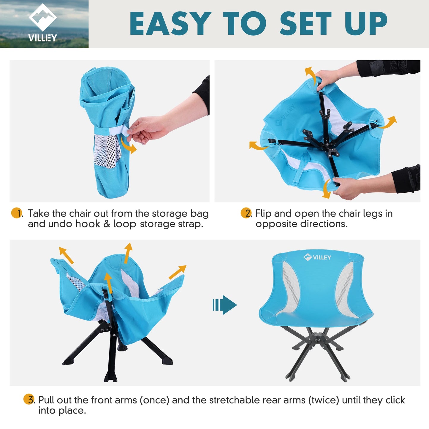 Folding Chair Lightweight , Supports 330 LBS