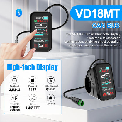 BAFANG CAN Display Electric Bike Computer DPC010 VD618 EKD01 Bluetooth Bafang CAN BUS Protocol Motors 5Pin Male Ebike Conversion