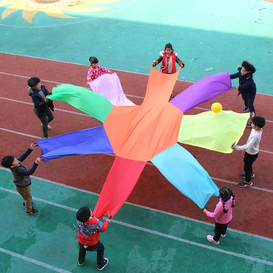 Childrens Rainbow Parachute Cooperative Play and Outdoor Playground Activities Team Building Games For Adults Kids Teens