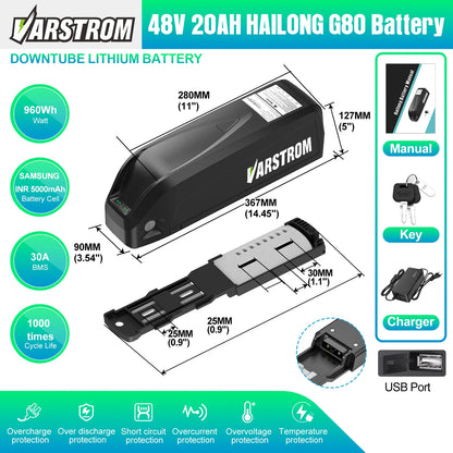 Varstrom 750W Mid Motor Kit Torque Sensor Drive VSM01 48V 36V eBike Engine Electric Bicycle Conversion Kit with 13 24Ah Battery