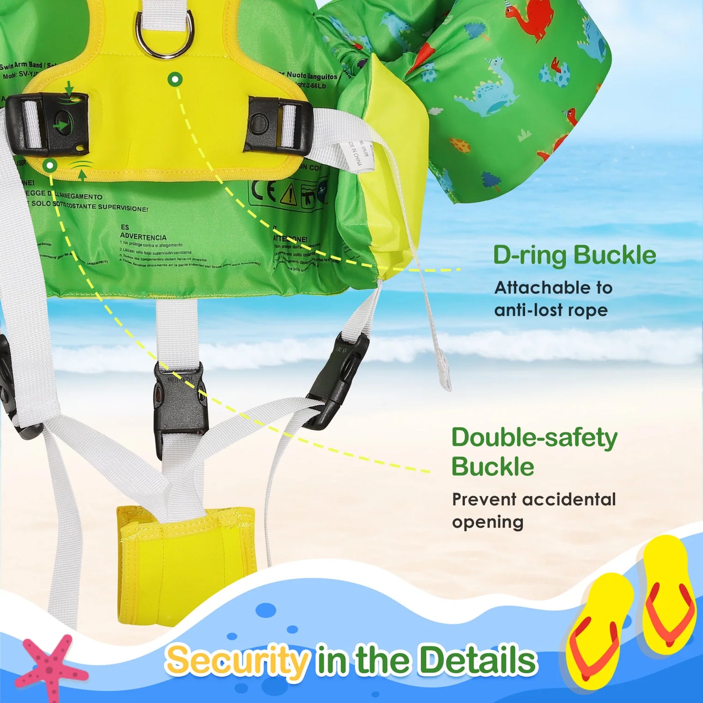 Kids Swimming Vest Toddler Floaties Arm Band Floaties with Adjustable Strap Swim Jacket Water Wing Pool Float Learning Swim