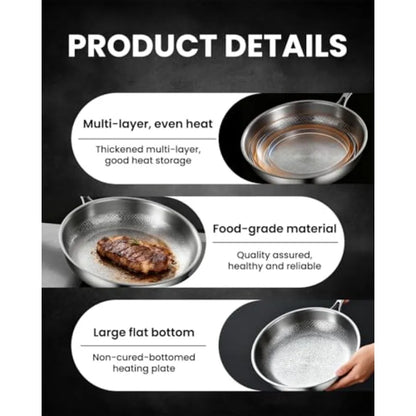 Titanium Frying Pans for Cooking Non Stick with Lid 11.81in Upgraded Non-toxic Pro Cookware Grill Pot for Stove Tops Camping Sk