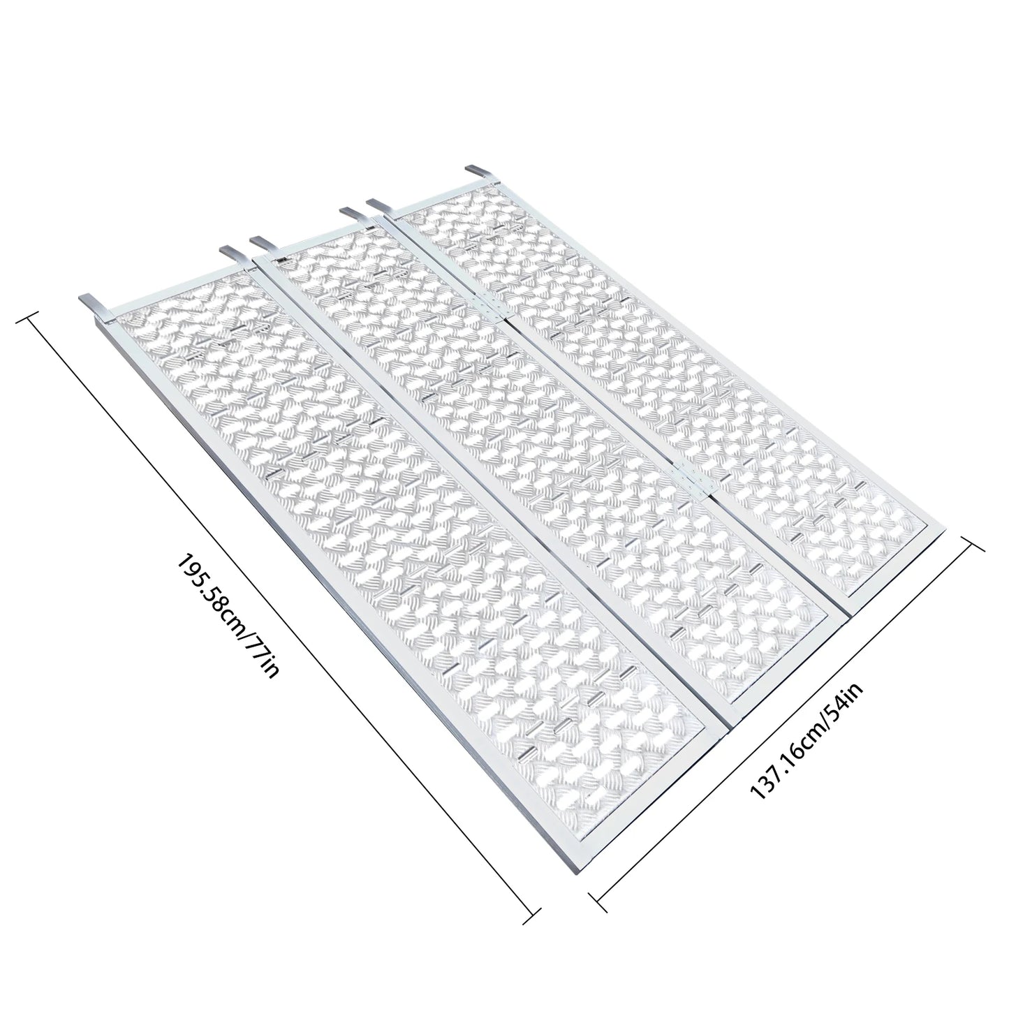 Aluminum Tri Fold Ramp with Treads, Extra Wide Loading Ramps 1500lb Capacity Heavy Duty Trailer Ramps for Motorcycles ATV/Utv