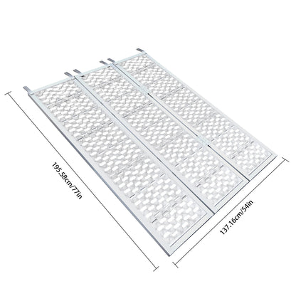 Aluminum Tri Fold Ramp with Treads, Extra Wide Loading Ramps 1500lb Capacity Heavy Duty Trailer Ramps for Motorcycles ATV/Utv