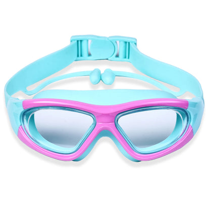 High-Definition Children's Swimming Goggles for Boys and Girls, Anti-Fog Swimming Goggles, Large-Frame Goggles, Comfortable Silicone
