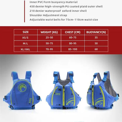 PVC Foam Kayak Life Jacket for Adult, CE, ISO, 12402-5 Certified, Buoyancy Aids, Safety Fishing Vest, Quick Delivery, Life Vest