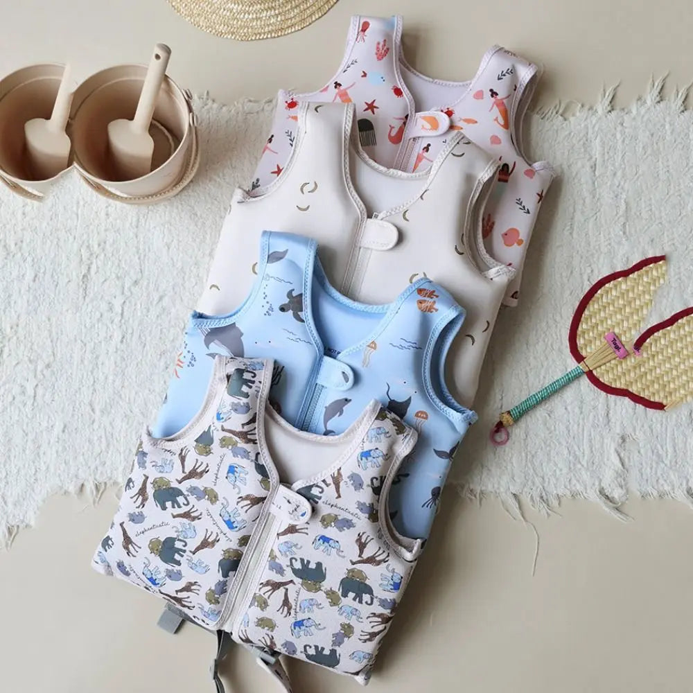 Not Falling Off Child Buoyancy Vest Anti Rollover Stable Baby Swimming Jackets Adjustable Cartoon Inflation-Free Swimming Vest