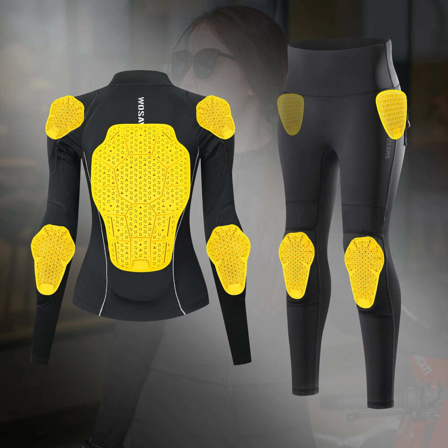 WOSAWE CE Class II Certified Protective Gear For Motorcycle Jacket Back/Knee/Elbow/Hip Protector Rider Armor Spine Pads
