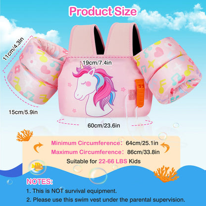 MoKo Toddler Swim Vest for Kids Swim Arm Floaties 30-60 lbs Boys and Girls Cartoon Swimming Water Wings Pool Float Vests Sleeves