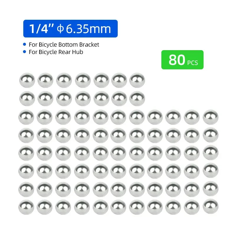 144/20pcs Bicycle Carbon Steel Loose Ball Bearing Dia. 1/4 1/8 3/8 3/16 5/16 5/32-inch 5mm 6mm for MTB Kids Bike Scooter