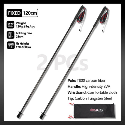 Local+ 2PCs Trekking Poles Carbon Fiber 115g Ultra-Light Hiking Poles Camping Stick Foldable Walking Cane Travel Outdoor Gear