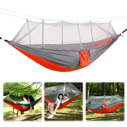 Professional Camping Hammock with Mosquito Net Lightweight Single Hammock Quick-Dry Nylon Swing Hanging Bed for Home Yard Garden