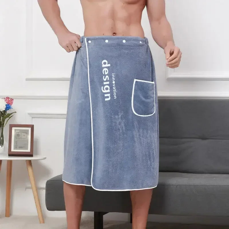 1PC Men's Bathrobe Quick Drying Towel Wearable Blanket Microfiber Swim Towel Robe One Size Soft Towel