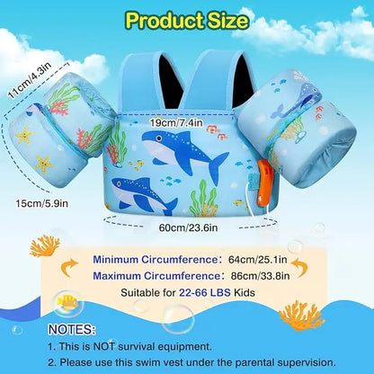 MoKo Toddler Swim Vest for Kids Swim Arm Floaties 30-60 lbs Boys and Girls Cartoon Swimming Water Wings Pool Float Vests Sleeves