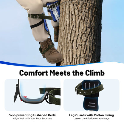 Heavy-Duty Tree Climbing Gear Adjustable Climbing Gaffs with Safety Harness Professional Arborist Tool for Fruit Picking Hunting