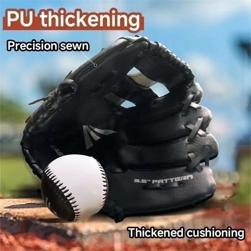 9.5" Baseball glove, Youth practice catching glove, adult PU leather batting glove, junior pitcher softball glove