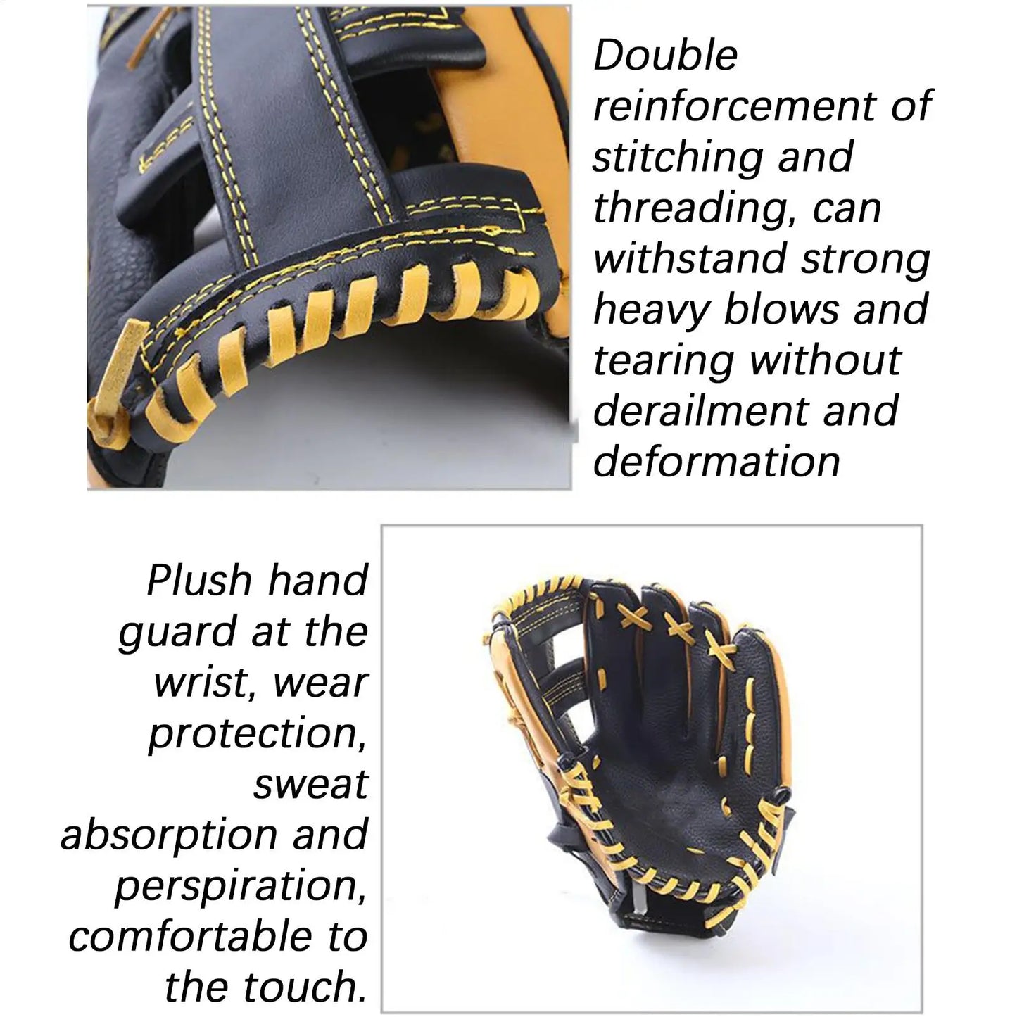 Baseball Glove Soft Baseball Training Mitt Leather Outfield Softball Gloves for Youth Adults Enthusiasts Ball Sports Practice