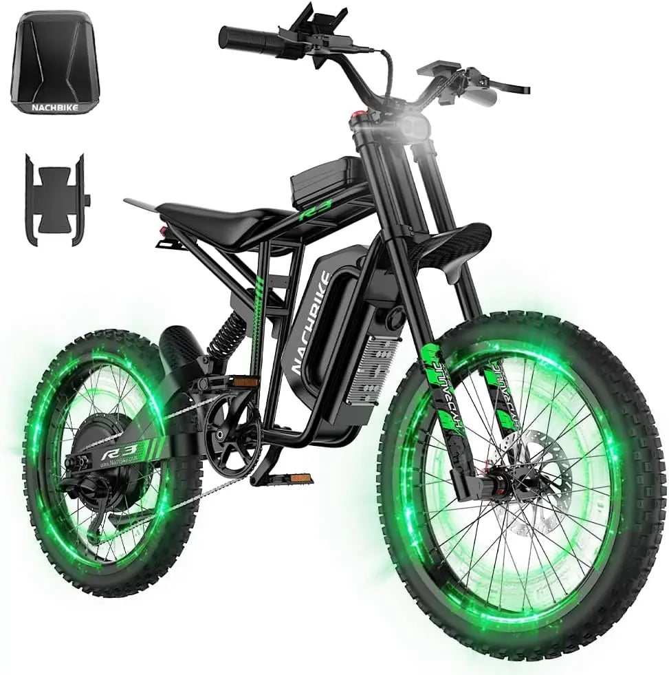 6000W Electric Dirt Bike Max 50 MPH & 50 Miles Long Range Ebike 24.5" Motorcycle Tires 1500Wh Removable Battery E Bike