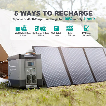 ALLPOWERS R4000 Solar Generator 3600Wh Portable Power Station & Foldable Solar panel SP037 400W solar charger for Camping home