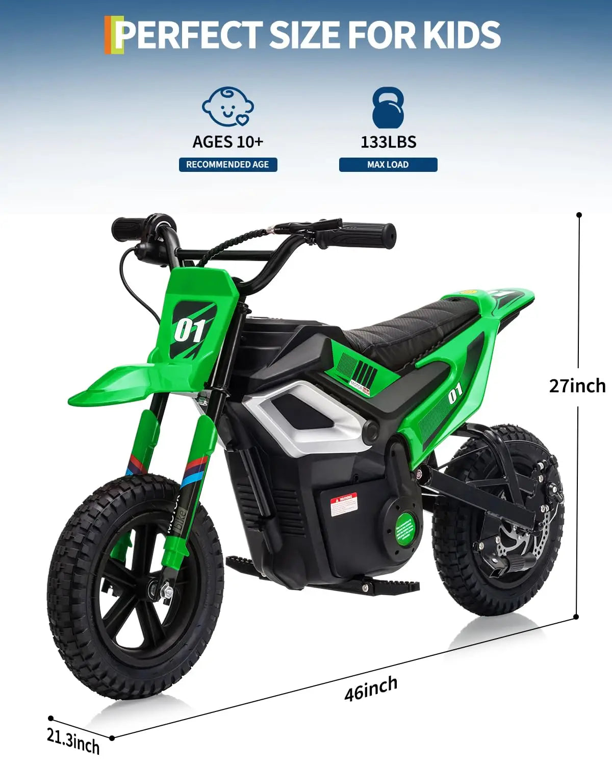 24V Kids Electric Motorcycle, 350w High-Speed Ride-On E-bike With Wiggle Throttle & Hand Brake For Ages 8+