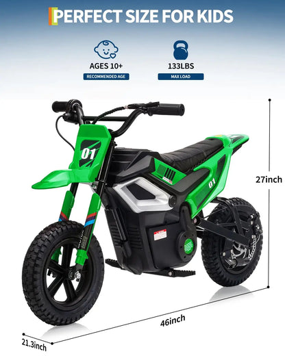 24V Kids Electric Motorcycle, 350w High-Speed Ride-On E-bike With Wiggle Throttle & Hand Brake For Ages 8+