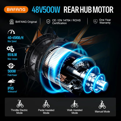 [US Direct ] Bafang 48V 500W 750w Wheel Hub Motor V-Brake Front & Rear Drive Electric Bicycle Conversion Kits 8fun eBike Engine