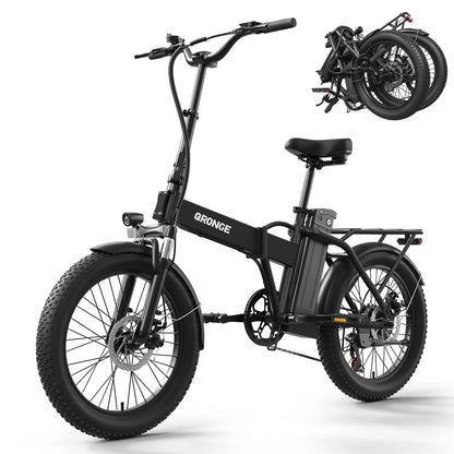 QRONGE Waterfall Folding Electric Bike 1000W Peak 48V 13.5AH Removable Battery Electric Bicycle 20" Fat Tire 28 MPH max E-Bike