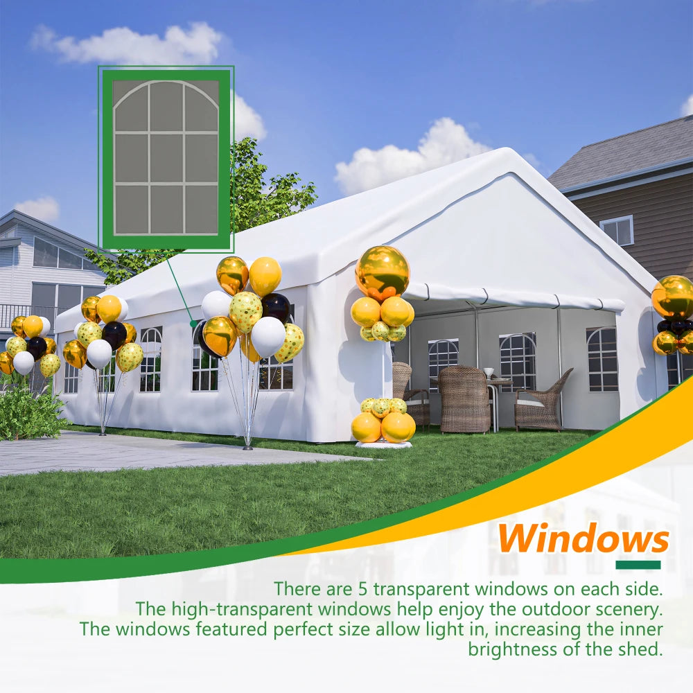 20x32 FT Party Tent with 3 Storage Bags & Removable Sidewalls, Outdoor Canopy Gazebo for Camping Garden Wedding BBQ Commercial