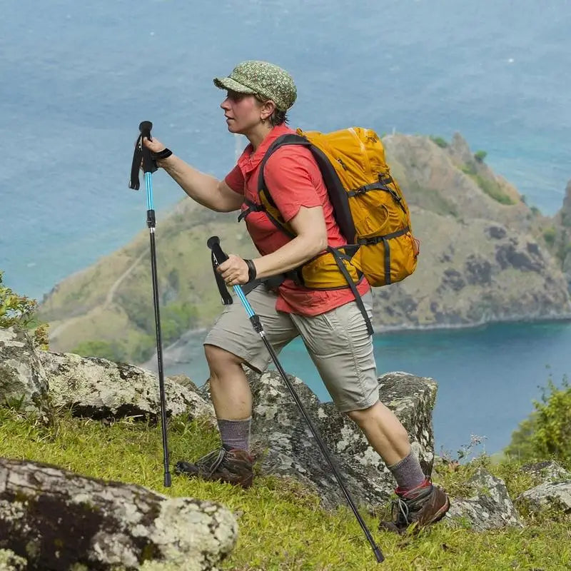 Hiking Poles Balance Support Folding Trekking Poles Backpacking Gear 5-Section Trekking Walking Sticks Compact Hiking Poles For