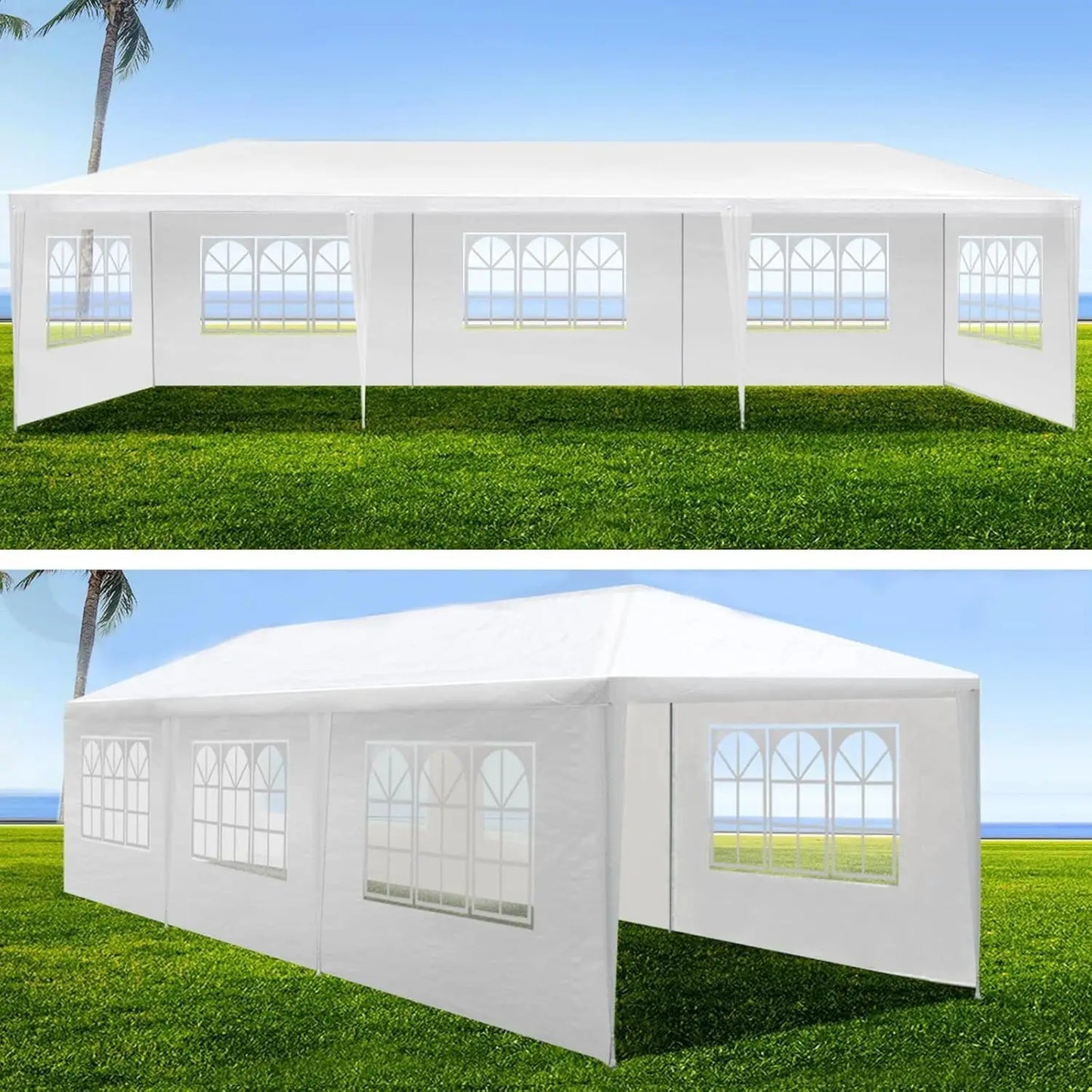 10X20FT Outdoor Canopy Waterproof Tent With 6 Removable Sidewalls & Windows For Wedding Garden Camping