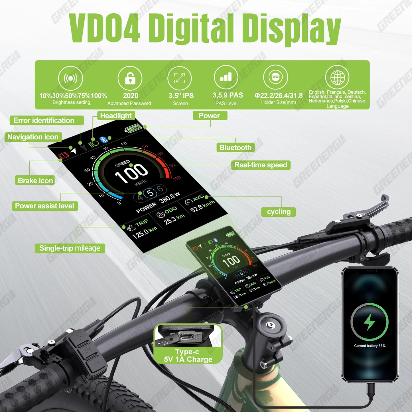 Ebike Display For BAFANG CAN BUS BBS Motor DPC010 DPC080 EKD01 Bluetooth Electric Bike Computer 5PIN Male Bicycle Speedometer