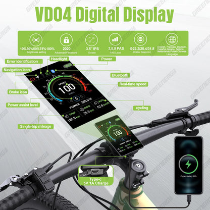 Ebike Display For BAFANG CAN BUS BBS Motor DPC010 DPC080 EKD01 Bluetooth Electric Bike Computer 5PIN Male Bicycle Speedometer
