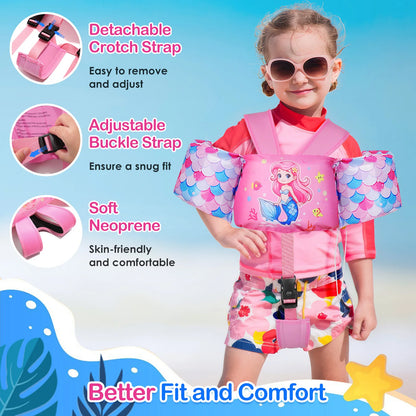 Kids Swimming Vest Toddler Floaties Arm Band Floaties with Adjustable Strap Swim Jacket Water Wing Pool Float Learning Swim