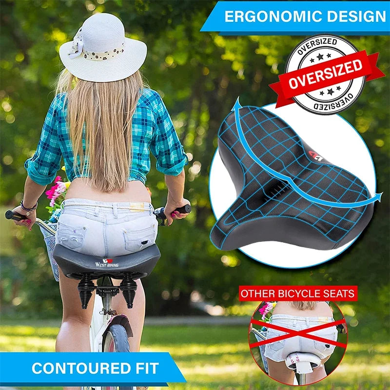 WEST BIKING Widen Bicycle Saddle Ergonomic Thick Comfortable Bike Saddle Shock Absorbtion MTB E-Bike Cushion Bicycle Accessories