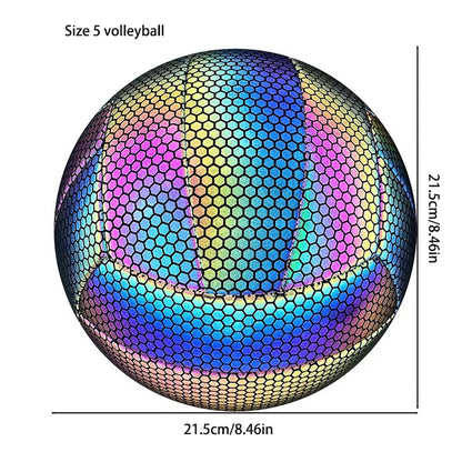 Size 5 Beach Volleyball Reflective Volleyball Glow-in-the-Dark Volleyball Rainbow Color Sports Ball