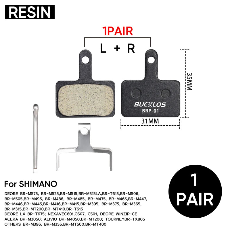 BUCKLOS Bike Brake Pad Resin Disc Pads For SHIMANO B01S Wear-resistant MTB Bicycle Hydraulic Brake Pad for B03S B05S Brake Parts
