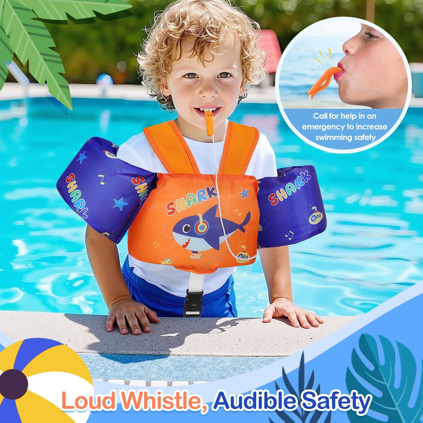 Kids Swimming Vest Toddler Floaties Arm Band Floaties with Adjustable Strap Swim Jacket Water Wing Pool Float Learning Swim