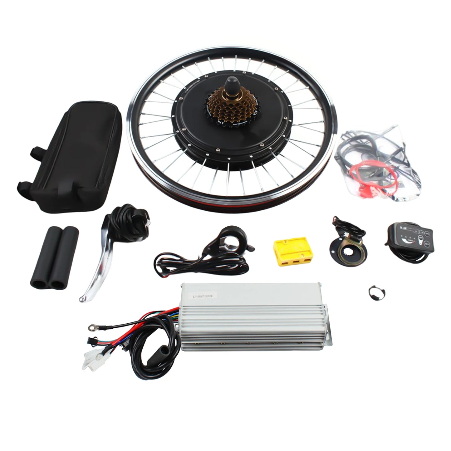 20 Inch E-Bike Rear Wheel Conversion Kit 48V 1000W , E-Bike Conversion Kit w/LED Display and Brushless Controller