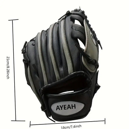 9.5" Baseball glove, Youth practice catching glove, adult PU leather batting glove, junior pitcher softball glove