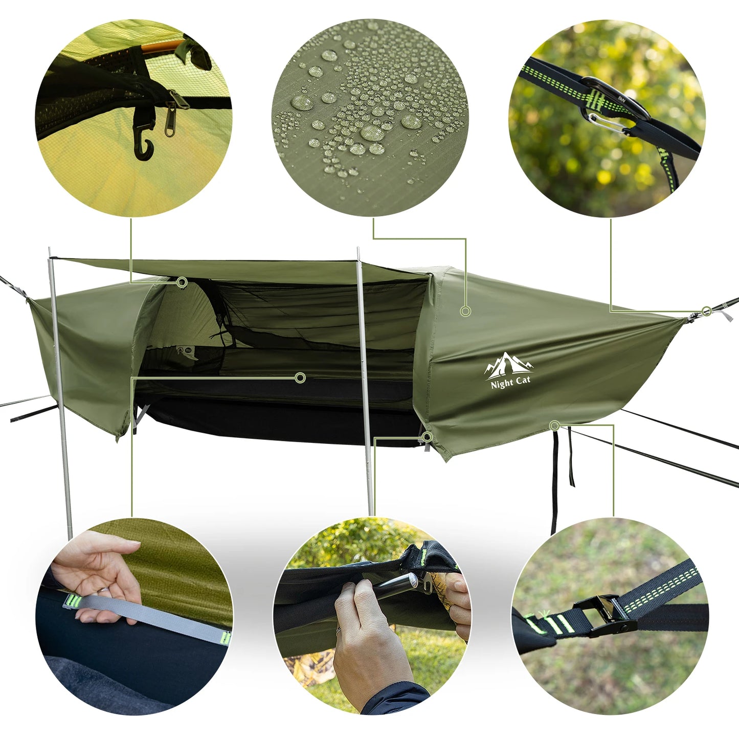 Night Cat Flat Lay Hammock Tent with Mosquito Net